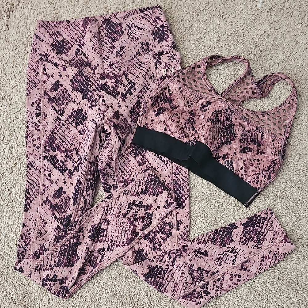 Pink and Black Snake Print Activewear Set